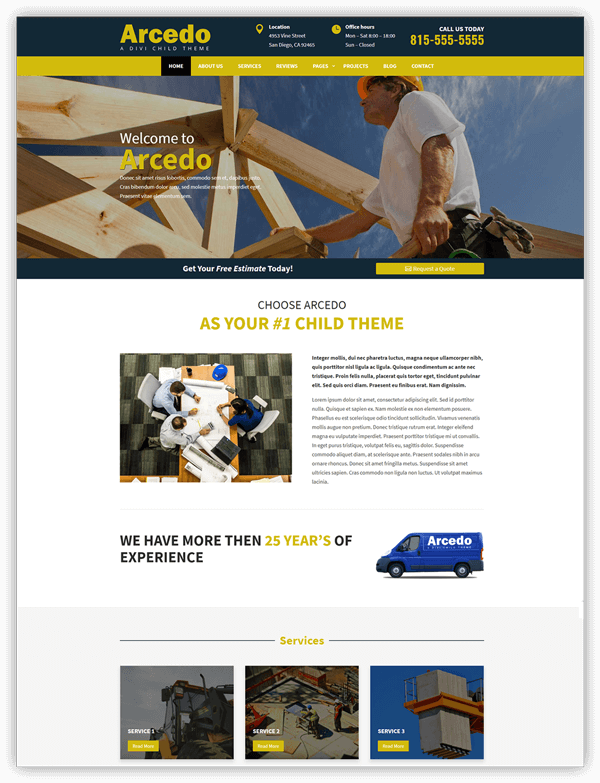 Arcedo divi child theme