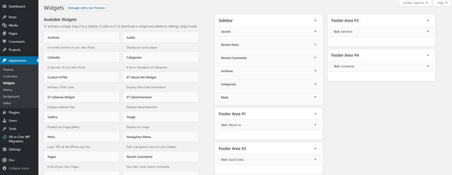 Adding widgets