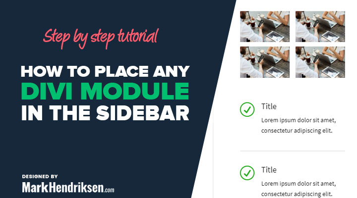 How To Place Any Divi Module In The Sidebar Widgets Area