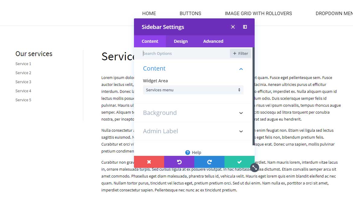 Assign services menu to the sidebar widget