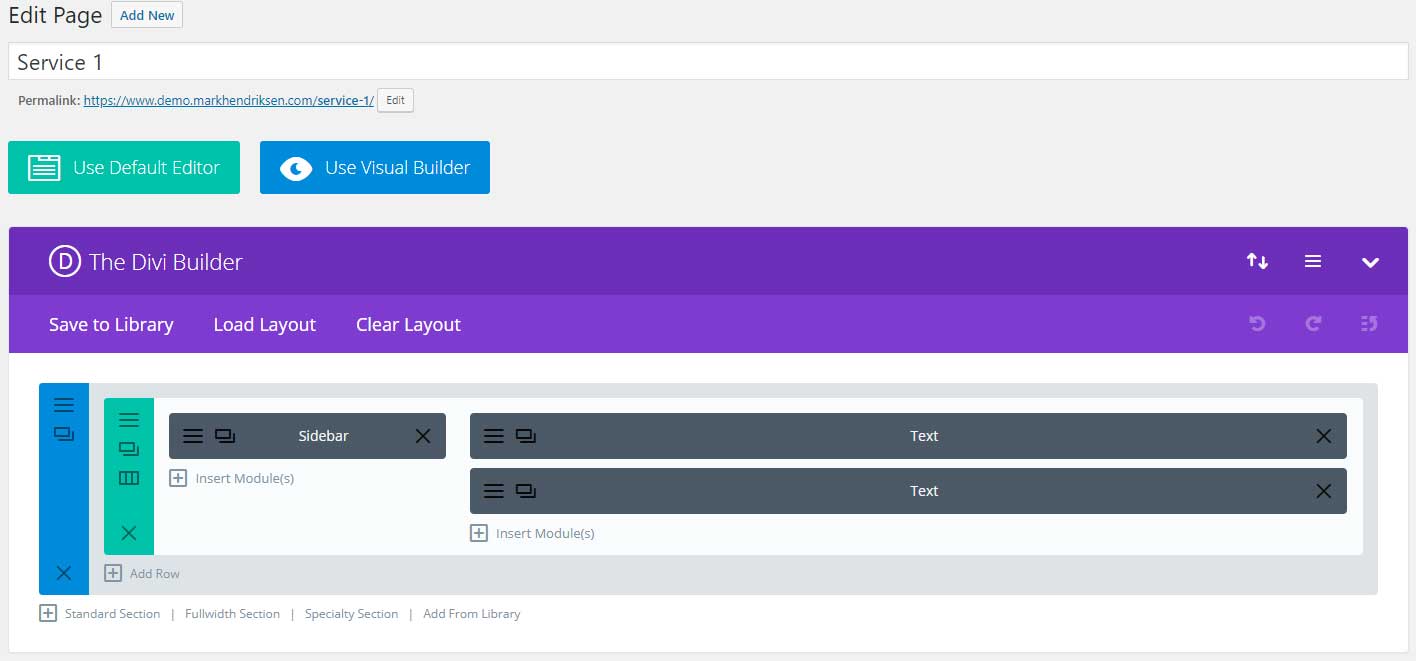 Service pages for sub menu