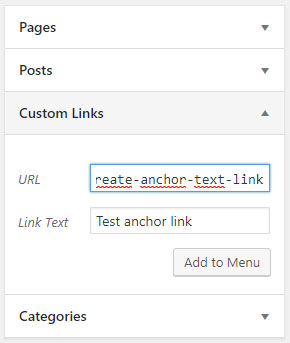 Create a menu anchor link