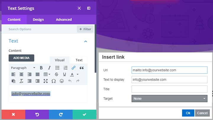 Insert a mailto link