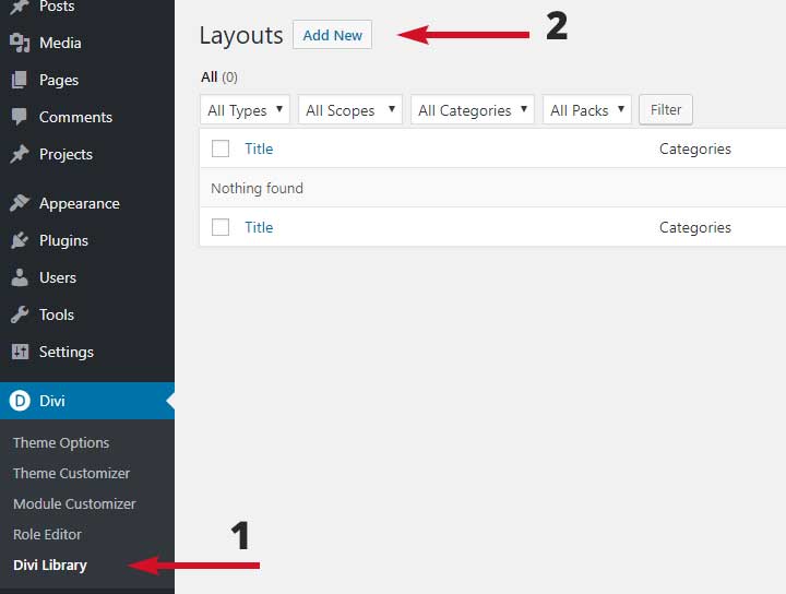 Add new section in the Divi library