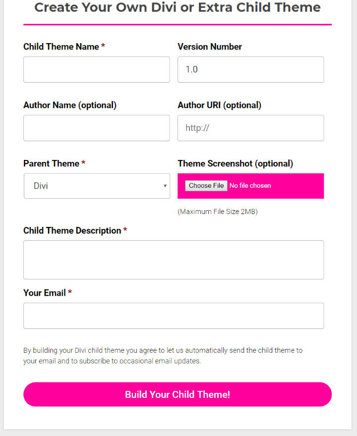 Divi Child Theme Generator by Divi Cake