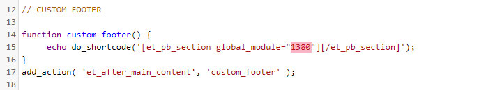 Replace footer ID number
