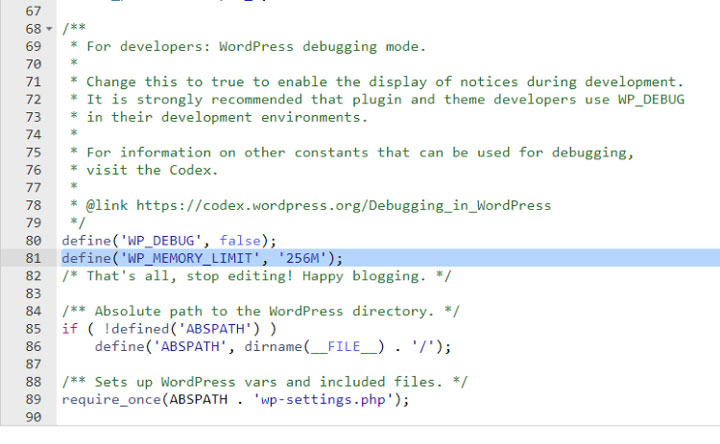 edit wp-config file