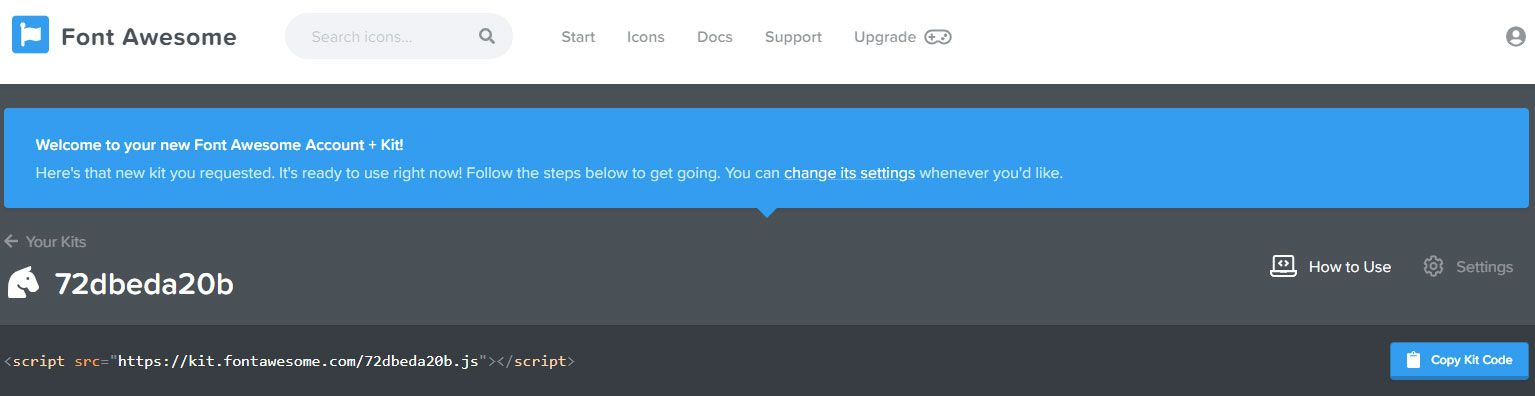 Copy the Font Awesome code