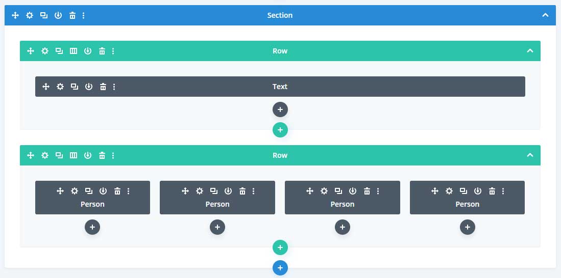 Divi person module layout full width