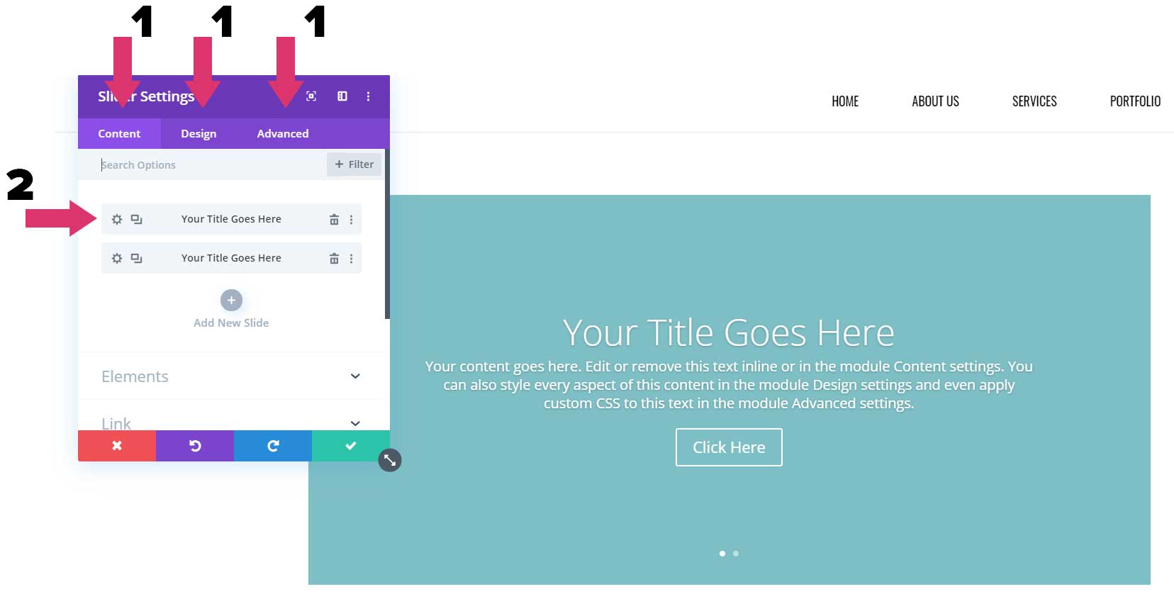 Explaining the Divi slider