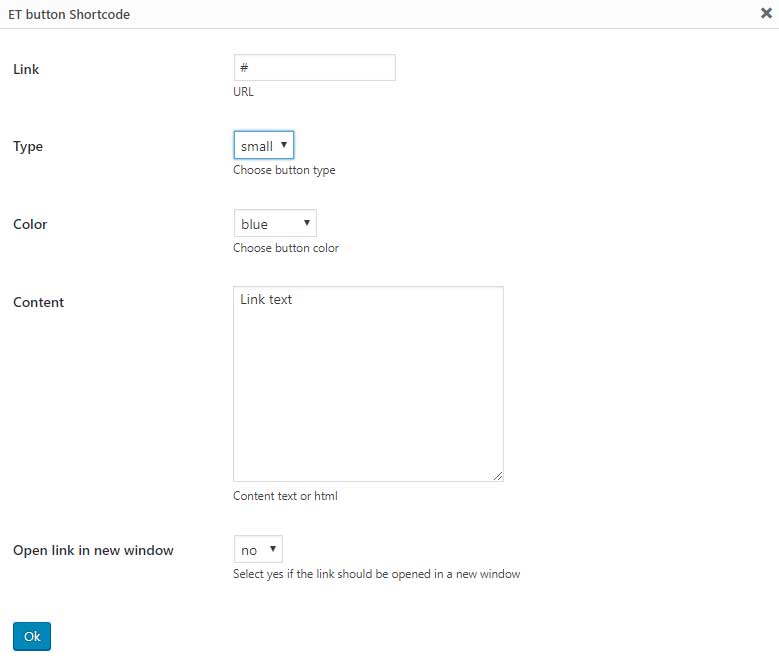 shortcode button options