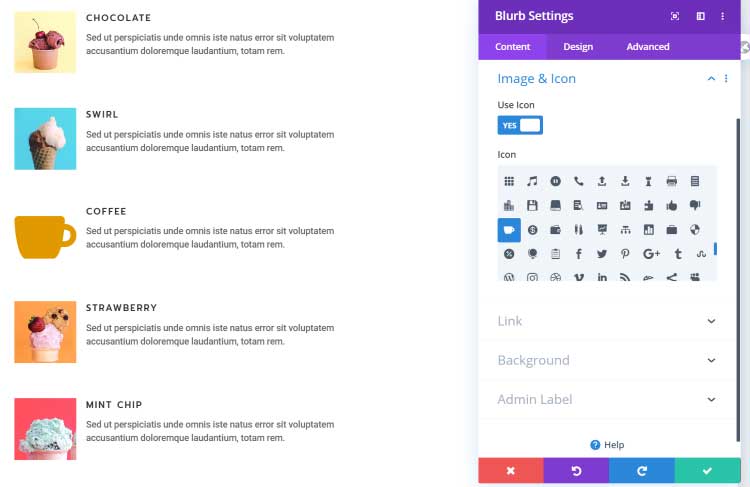 Blurb settings