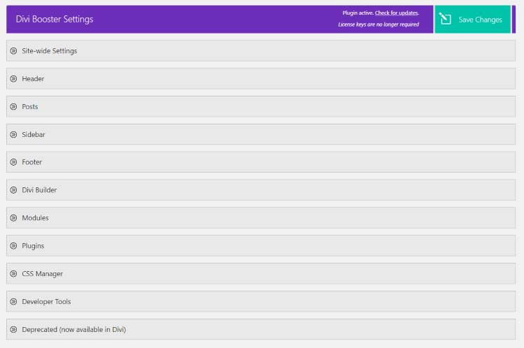 Divi Booster settings
