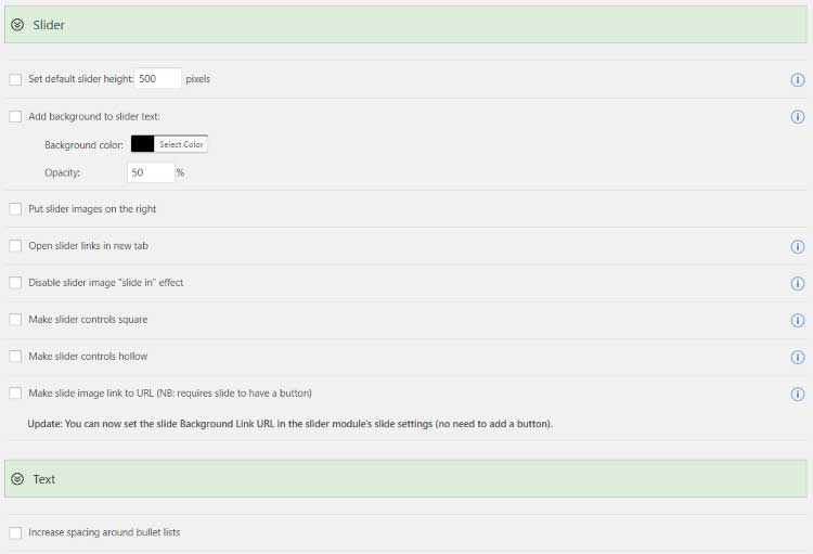 Divi slider settings