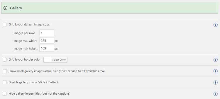 Gallery module settings for Divi Booster