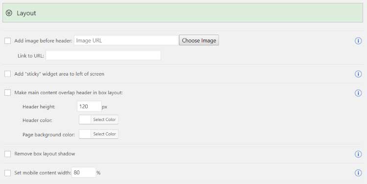 Layout settings