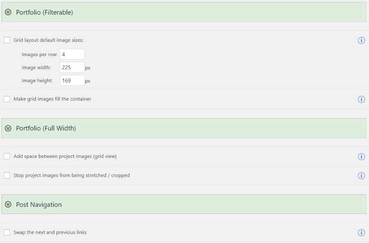 Portfolio settings