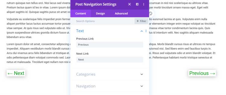 Post navigation settings