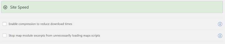 Site speed settings