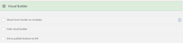 Visual builder settings