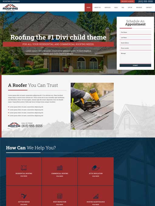 Roofing divi child theme