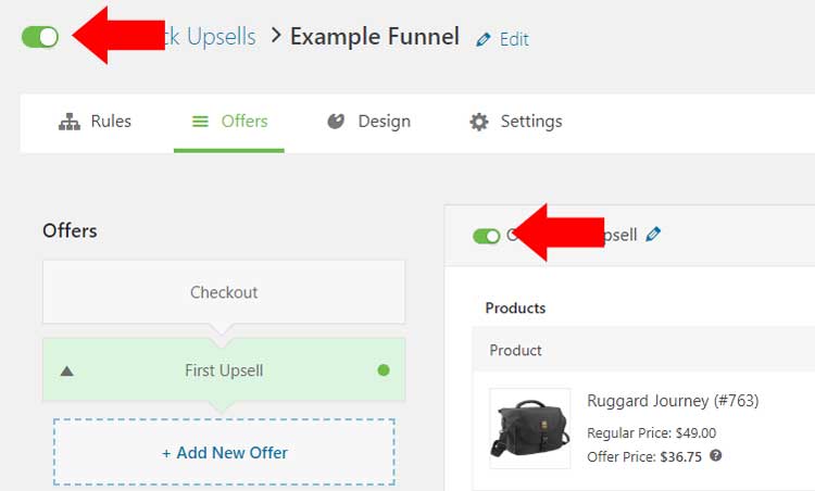 Activate the funnel and offer