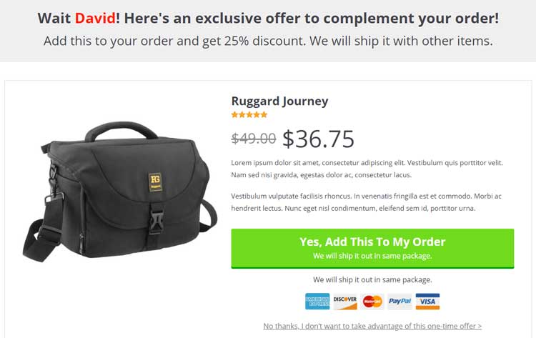 One-Click Upsell example