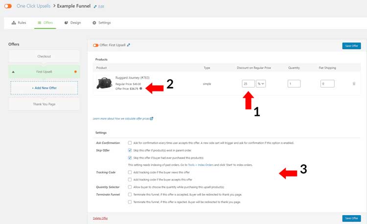 Product offer settings