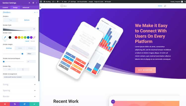 Shape dividers in Divi