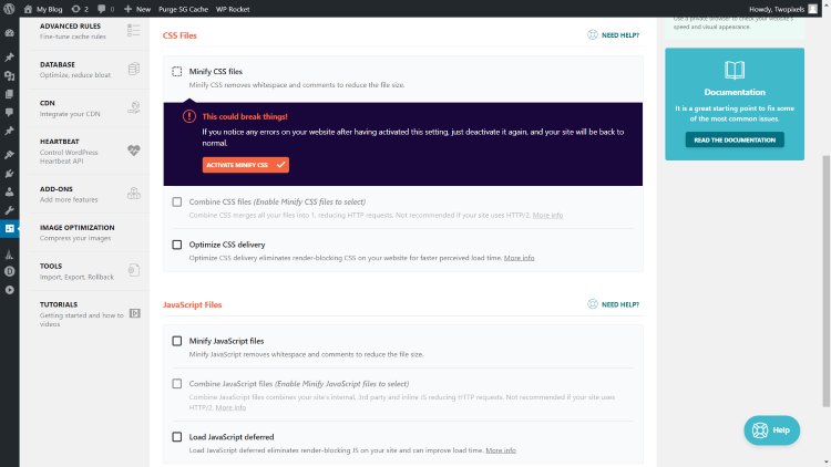 WP Rocket File Optimization 2