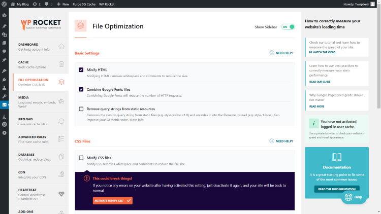 WP Rocket File Optimization
