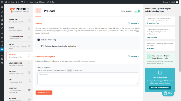 WP Rocket Preload