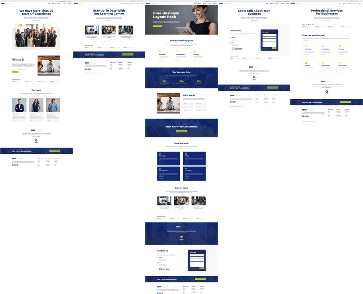 Divi business page layouts