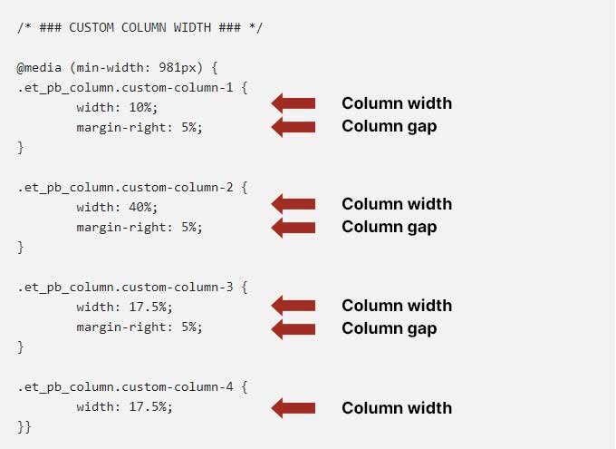 Column width and gap