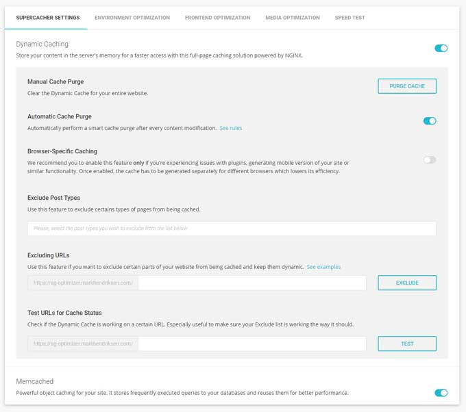 SG Optimizer supercacher settings