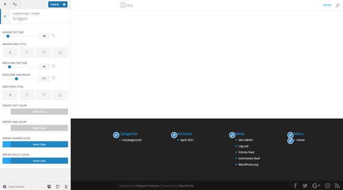 Customize the footer widgets in Divi