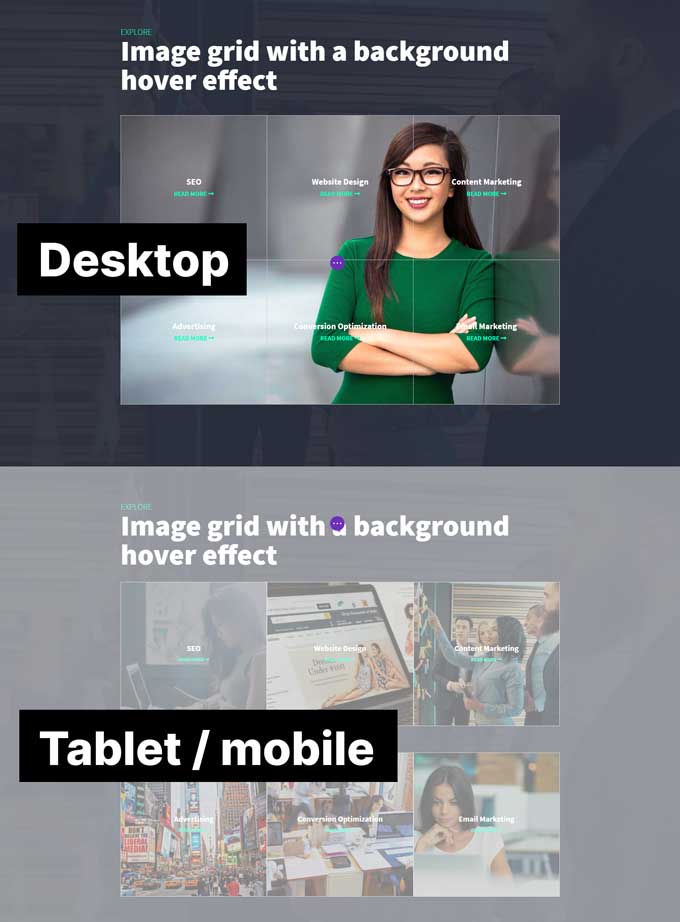 Image Grid With a Background Hover Effect In Divi | MarkHendriksen.com
