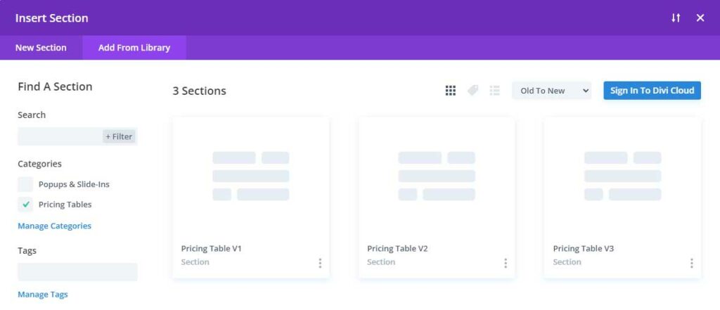 Choose the pricing table version