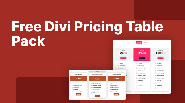 Free Divi pricing tables