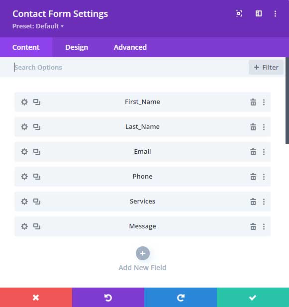 How to setup Divi contact form fields