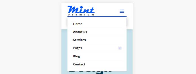 Mint collapsing mobile menu