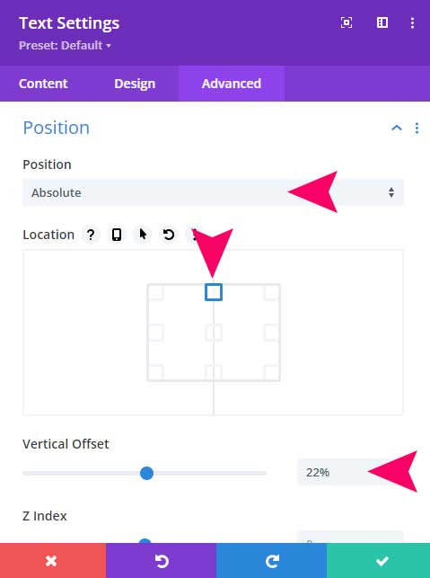 Title position settings