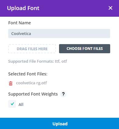 Upload font files