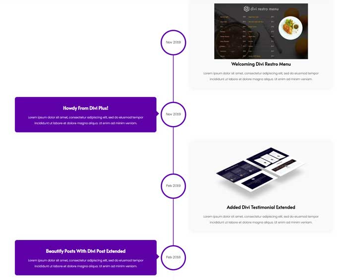 Divi Plus timeline layout module