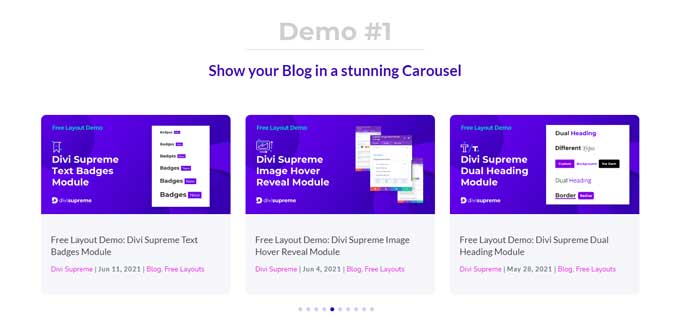 Divi Supreme blog carousel