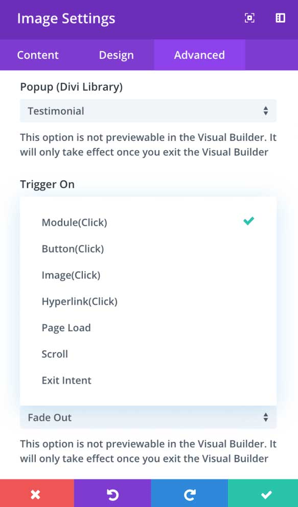 Divi Supreme popup triggers