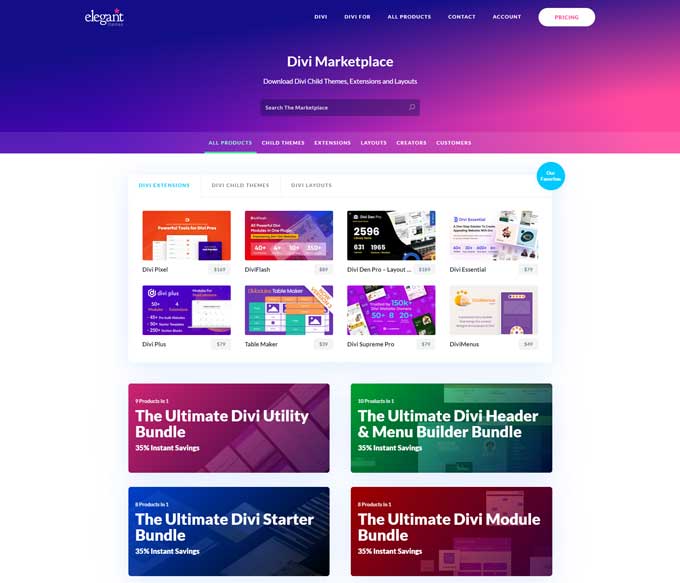 Divi marketplace