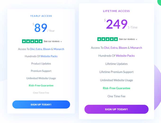 Divi pricing plans