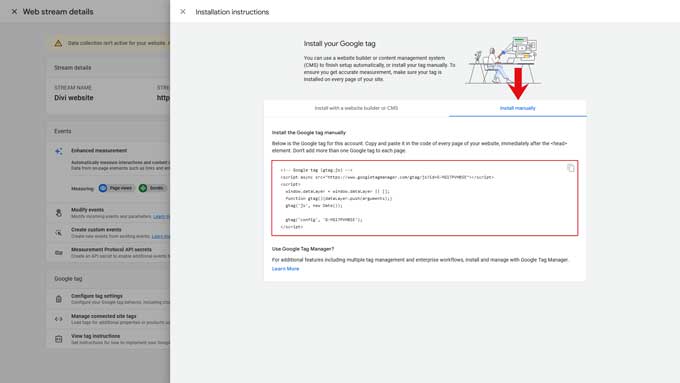 Get your Google Analytics property code