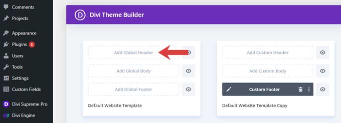 Add a global header in Divi